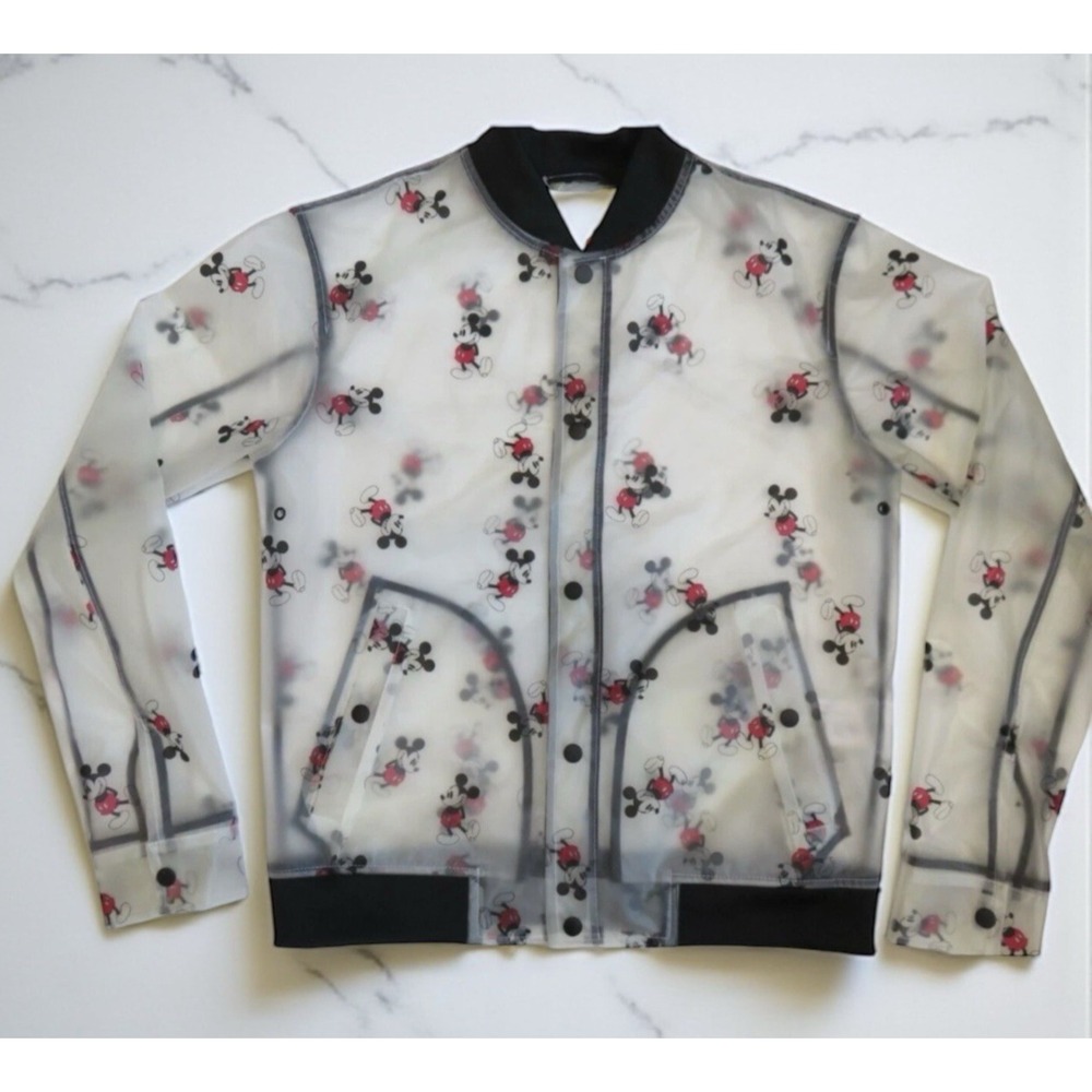 Disney Translucent Mickey Mouse Bomber Jacket in Black and Red